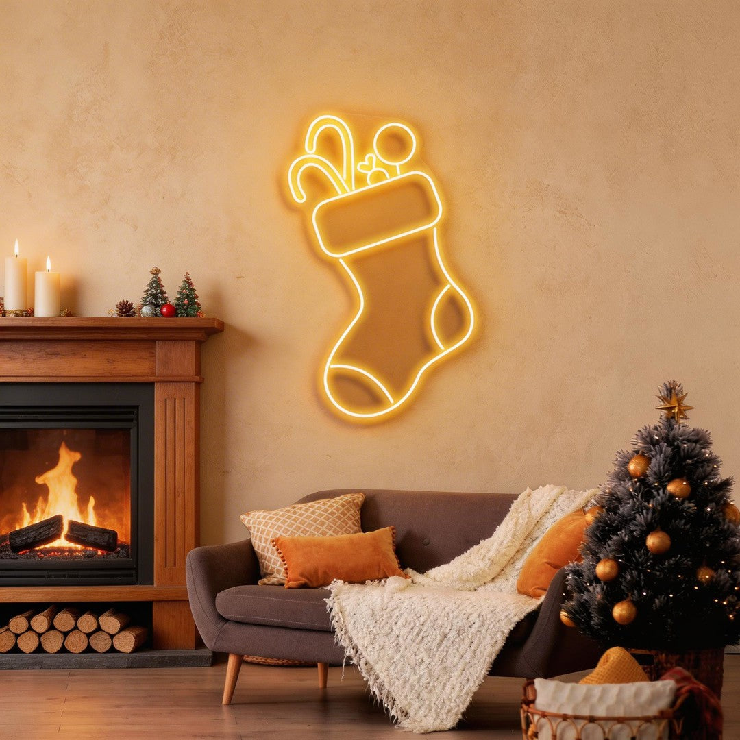 Candy With Christmas Sock Neon Sign