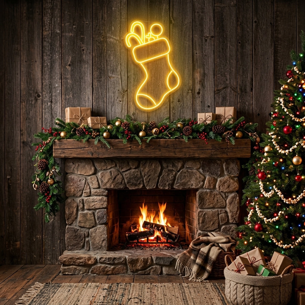 Candy With Christmas Sock Neon Sign
