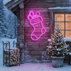 Candy With Christmas Sock Neon Sign
