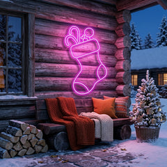 Candy With Christmas Sock Neon Sign