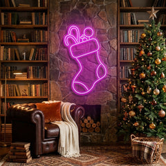 Candy With Christmas Sock Neon Sign