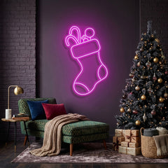 Candy With Christmas Sock Neon Sign