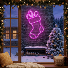 Candy With Christmas Sock Neon Sign