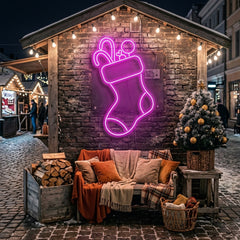 Candy With Christmas Sock Neon Sign