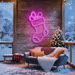 Candy With Christmas Sock Neon Sign
