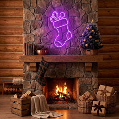 Candy With Christmas Sock Neon Sign