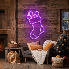 Candy With Christmas Sock Neon Sign