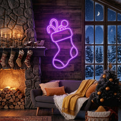 Candy With Christmas Sock Neon Sign