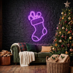 Candy With Christmas Sock Neon Sign