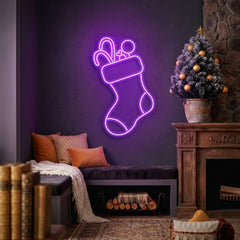 Candy With Christmas Sock Neon Sign