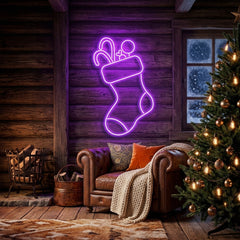 Candy With Christmas Sock Neon Sign