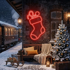 Candy With Christmas Sock Neon Sign