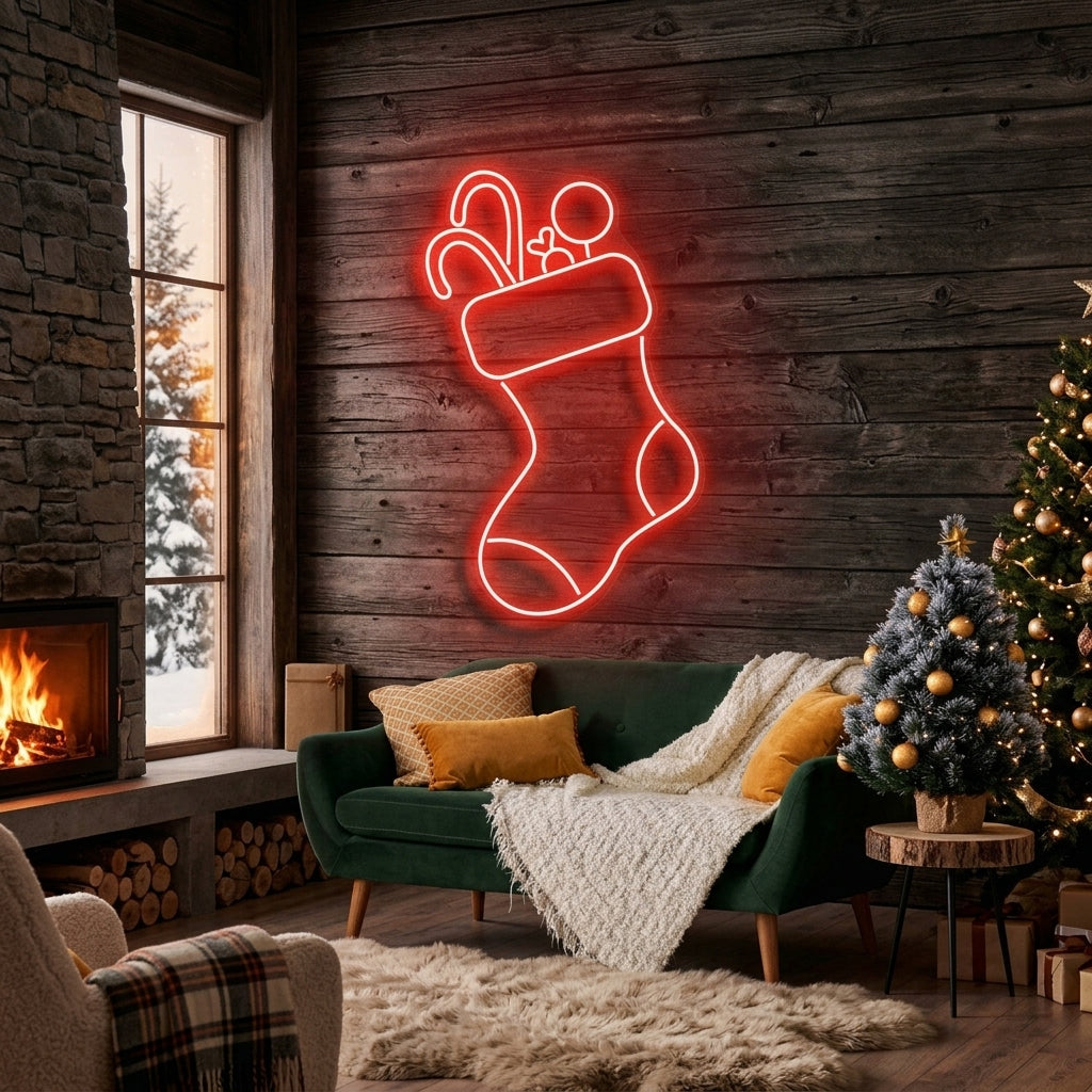 Candy With Christmas Sock Neon Sign