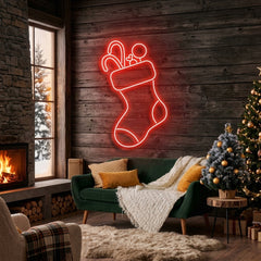 Candy With Christmas Sock Neon Sign