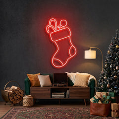 Candy With Christmas Sock Neon Sign