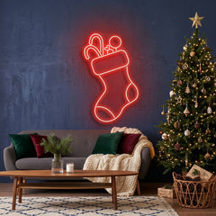 Candy With Christmas Sock Neon Sign