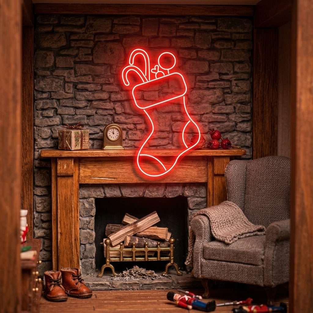 Candy With Christmas Sock Neon Sign