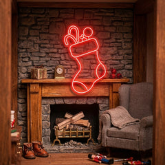Candy With Christmas Sock Neon Sign