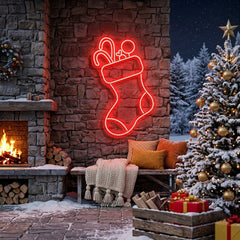 Candy With Christmas Sock Neon Sign