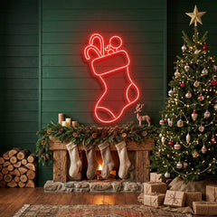 Candy With Christmas Sock Neon Sign