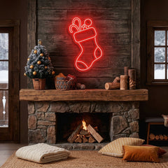 Candy With Christmas Sock Neon Sign