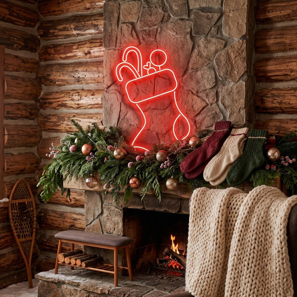 Candy With Christmas Sock Neon Sign