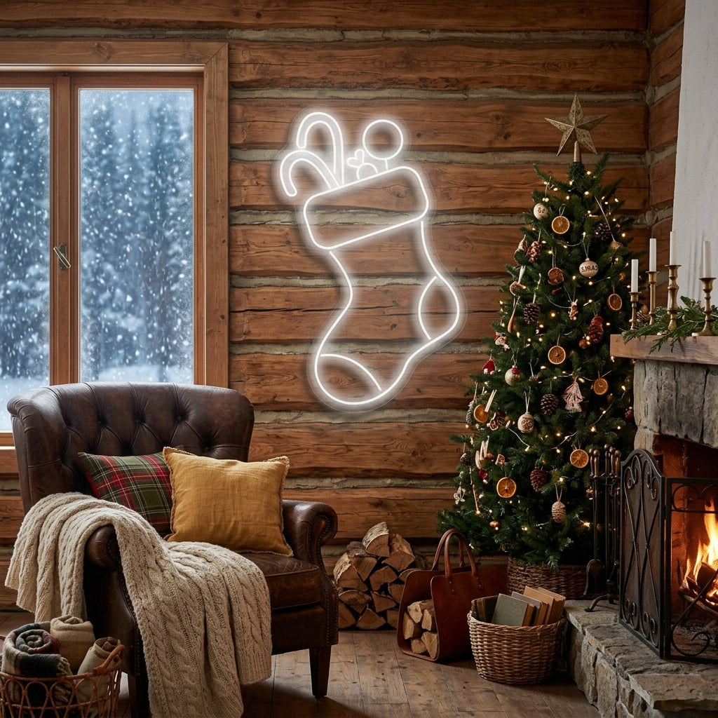 Candy With Christmas Sock Neon Sign