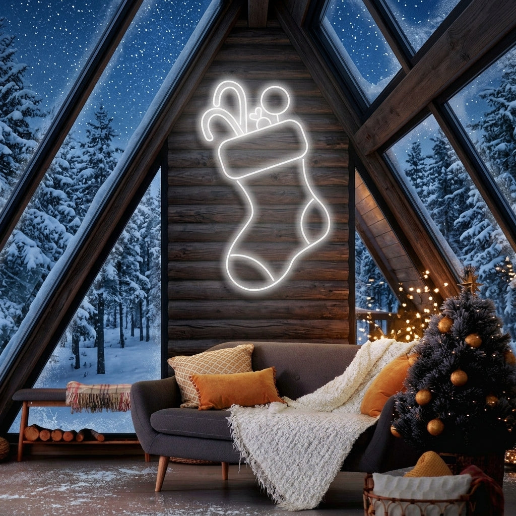 Candy With Christmas Sock Neon Sign