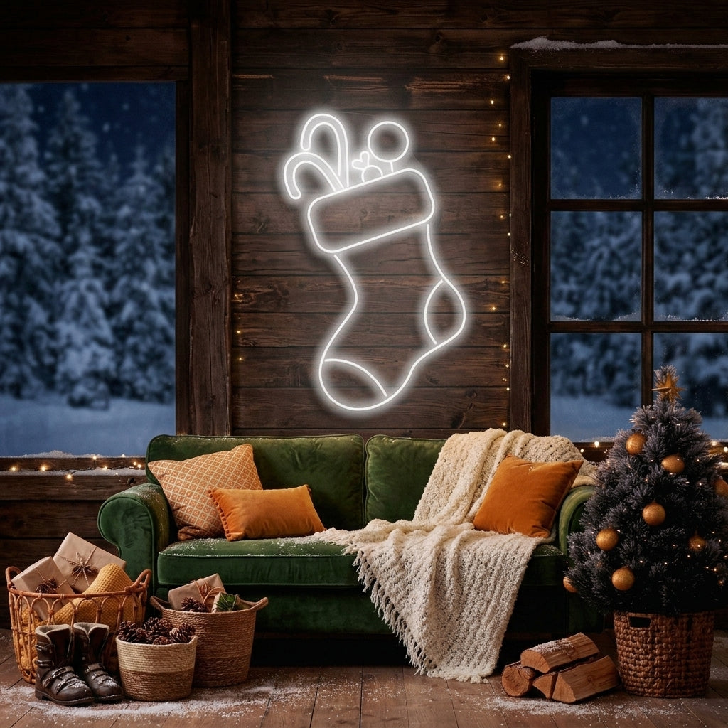 Candy With Christmas Sock Neon Sign