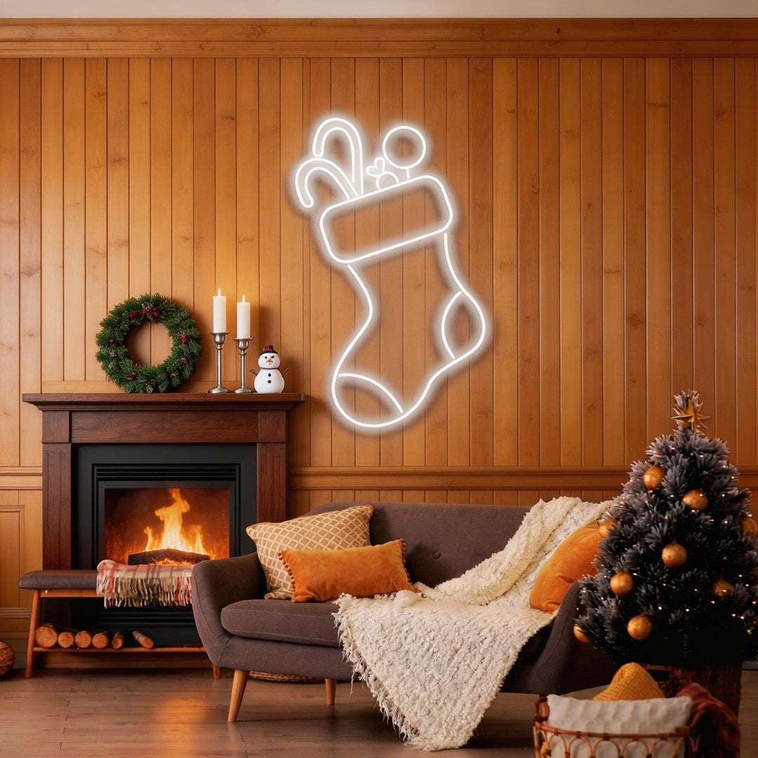 Candy With Christmas Sock Neon Sign