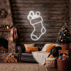 Candy With Christmas Sock Neon Sign
