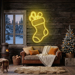 Candy With Christmas Sock Neon Sign