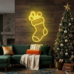 Candy With Christmas Sock Neon Sign
