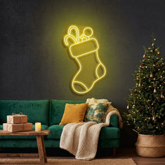 Candy With Christmas Sock Neon Sign