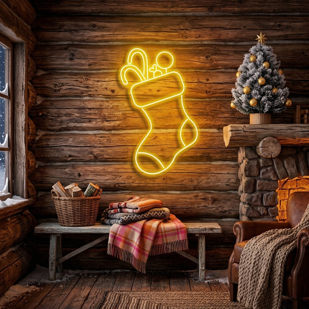 Candy With Christmas Sock Neon Sign