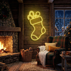 Candy With Christmas Sock Neon Sign