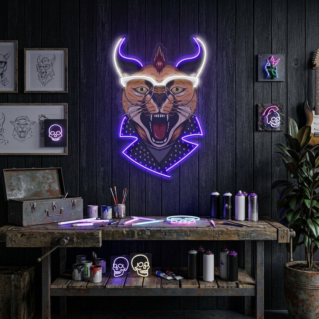 Caracal Cat LED Neon Sign Light Pop Art