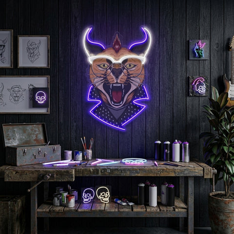 Caracal Cat LED Neon Sign Light Pop Art