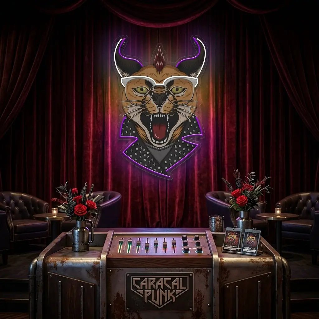 Caracal Cat LED Neon Sign Light Pop Art