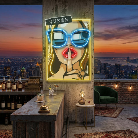 Cartoon Girl in Sunglasses LED Neon Sign Light Pop Art