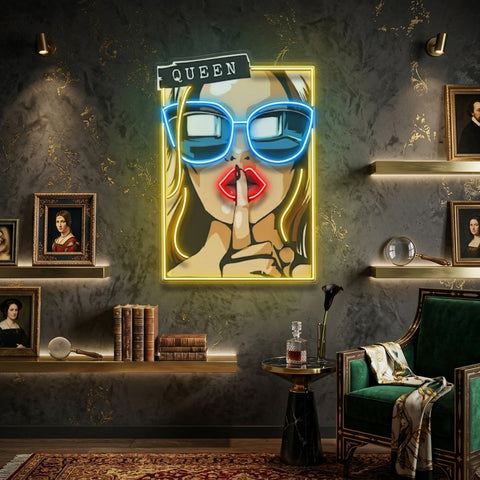 Cartoon Girl in Sunglasses LED Neon Sign Light Pop Art