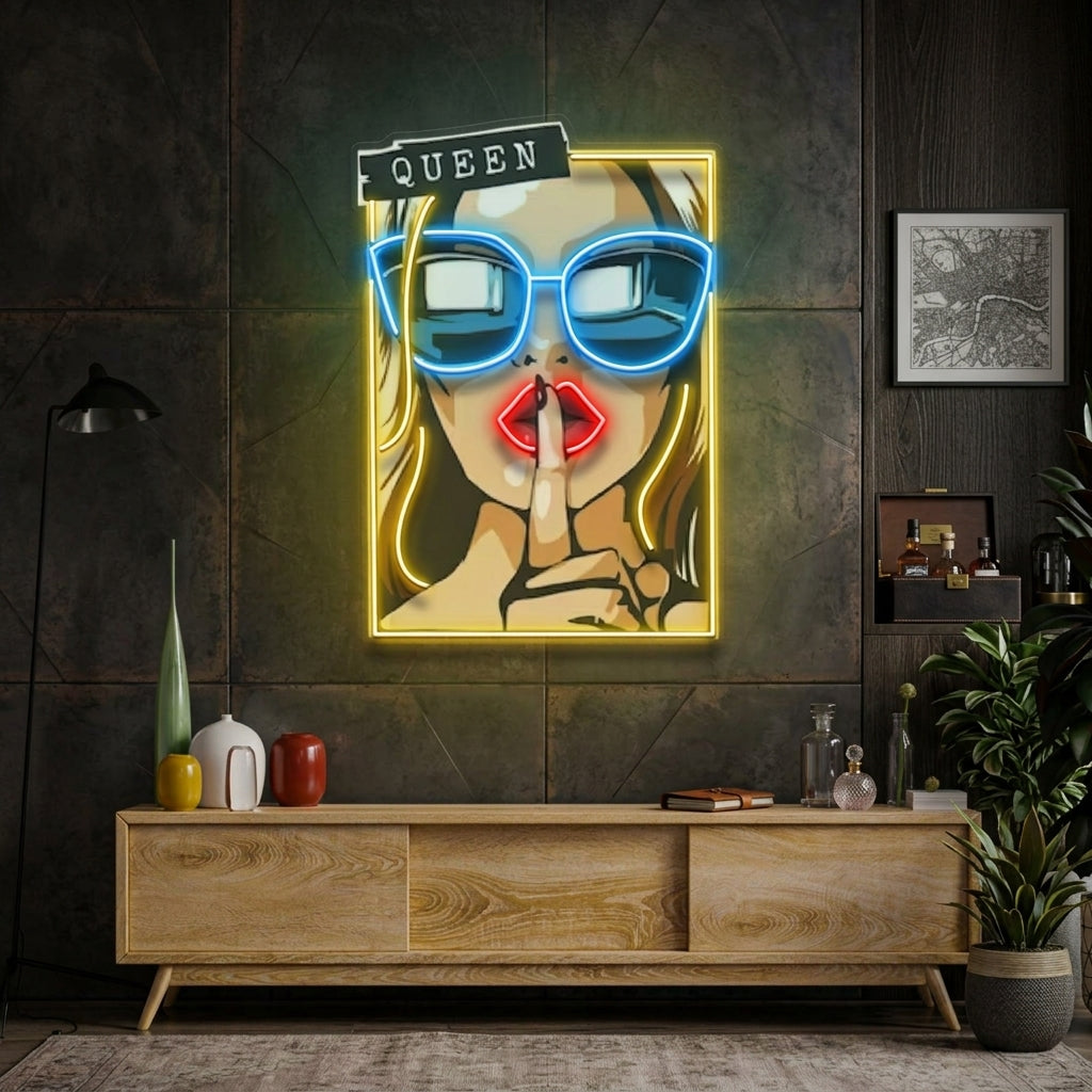 Cartoon Girl in Sunglasses LED Neon Sign Light Pop Art