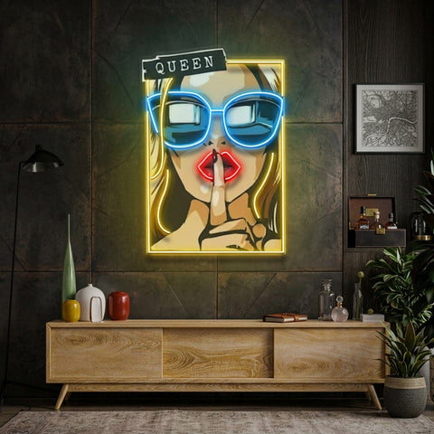 Cartoon Girl in Sunglasses LED Neon Sign Light Pop Art
