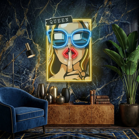 Cartoon Girl in Sunglasses LED Neon Sign Light Pop Art