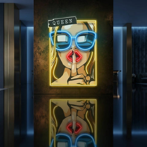 Cartoon Girl in Sunglasses LED Neon Sign Light Pop Art