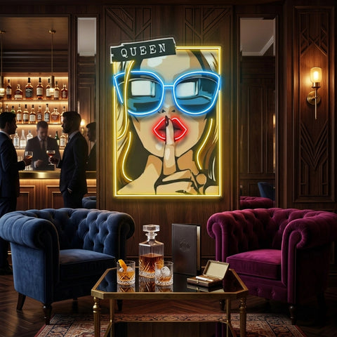 Cartoon Girl in Sunglasses LED Neon Sign Light Pop Art