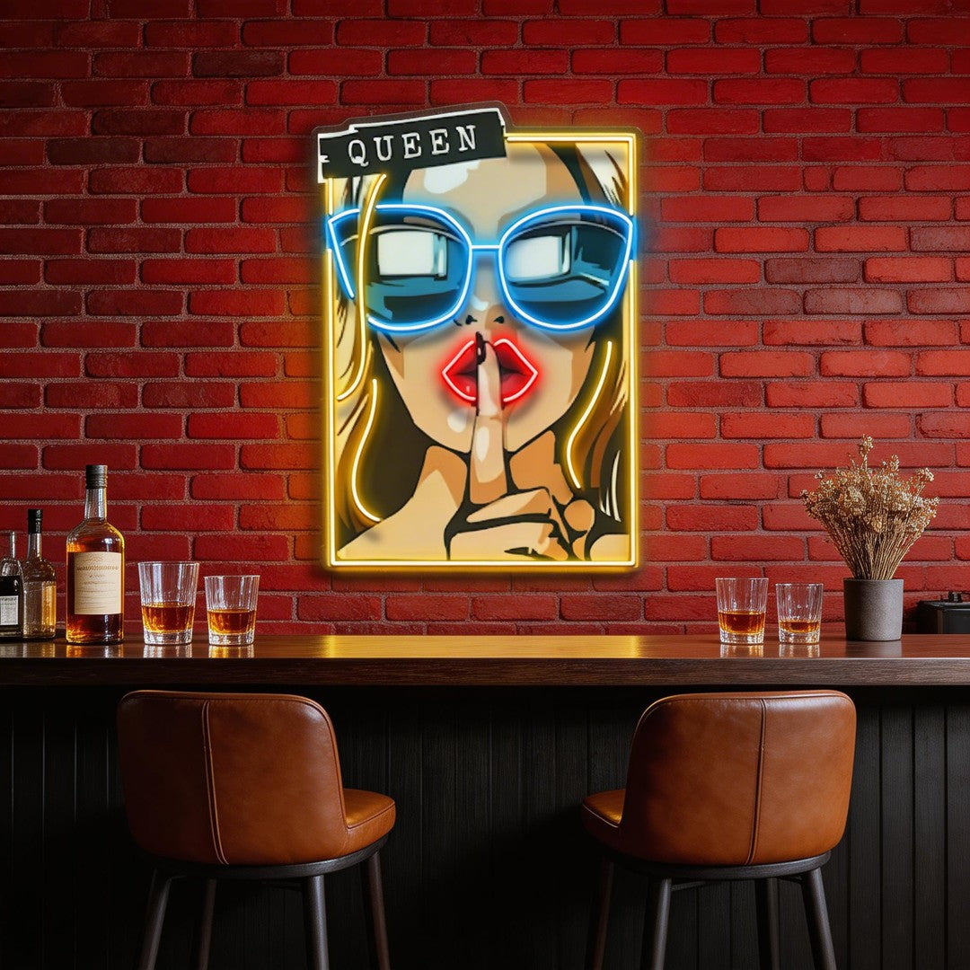 Cartoon Girl in Sunglasses LED Neon Sign Light Pop Art