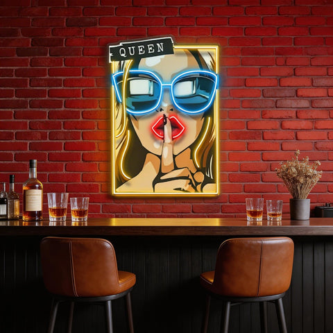 Cartoon Girl in Sunglasses LED Neon Sign Light Pop Art