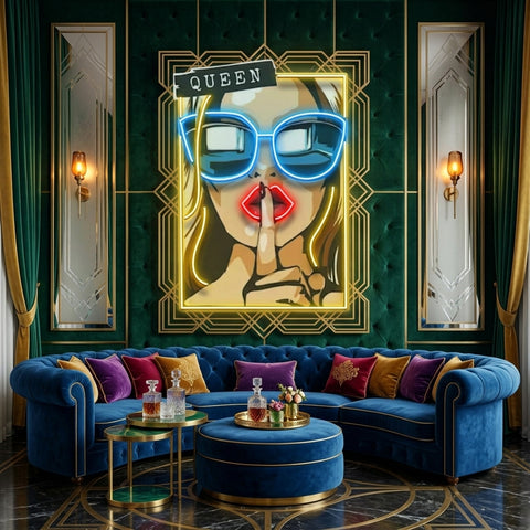 Cartoon Girl in Sunglasses LED Neon Sign Light Pop Art