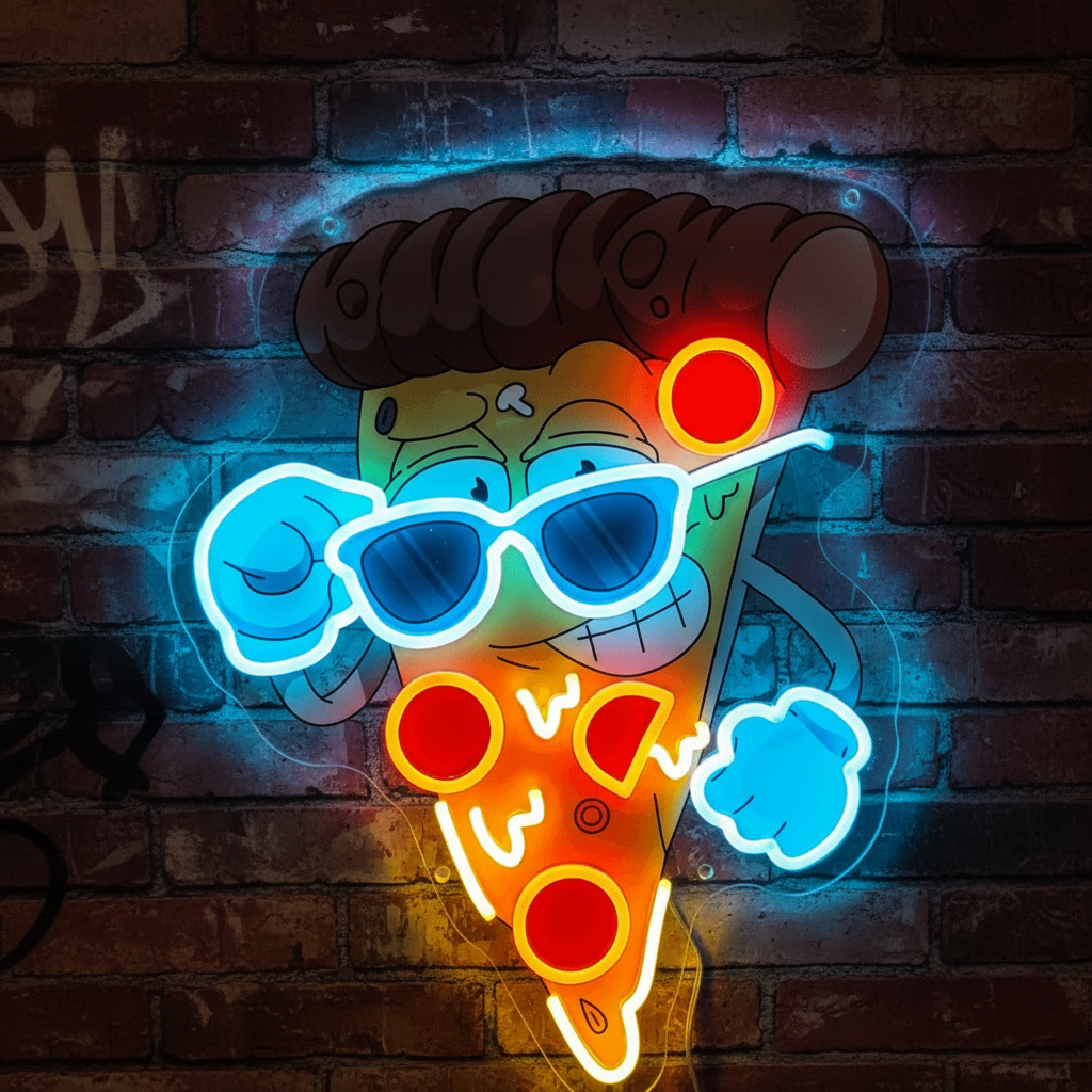 Cool Cartoon Pizza Custom Led Neon Signs for Wall Decor